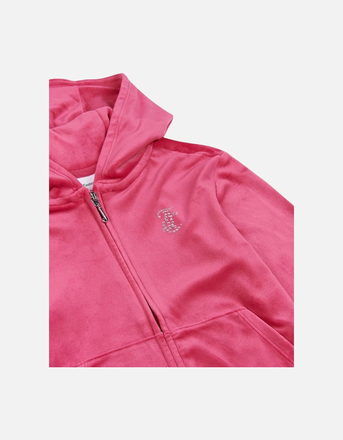Girls Fuchsia Pink Velour Flare Leg Tracksuit