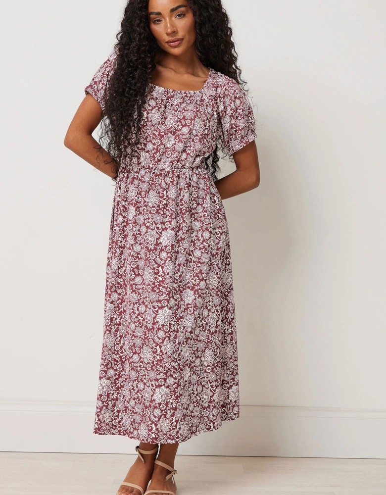 Petite Floral Print Midi Dress