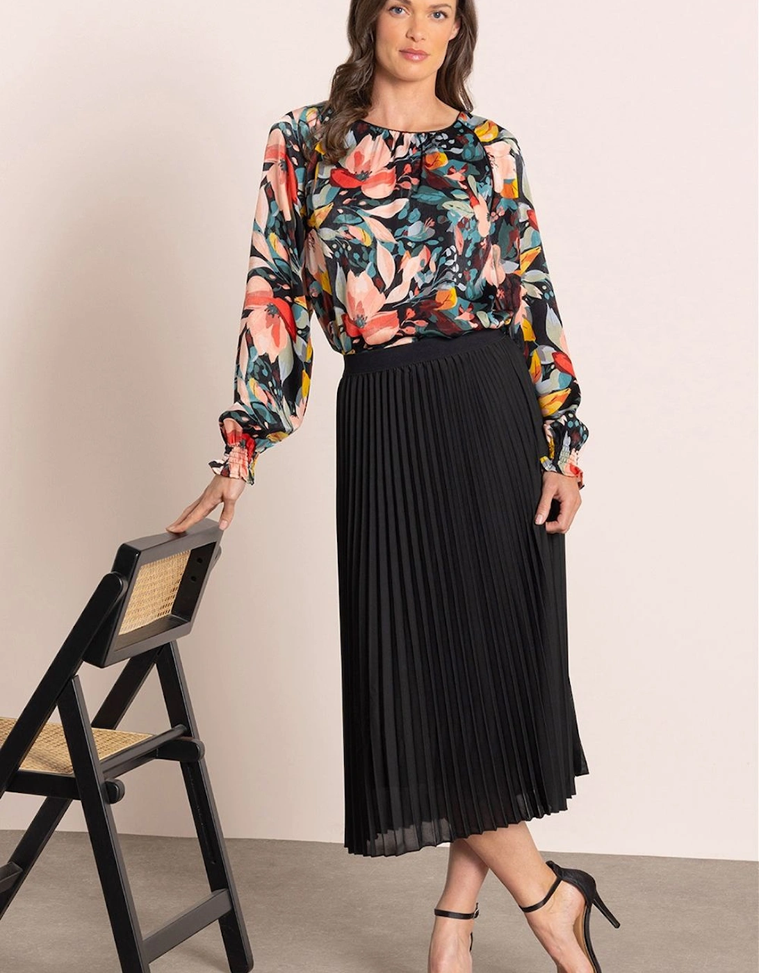 Pleated Pull On Midi Skirt, 2 of 1