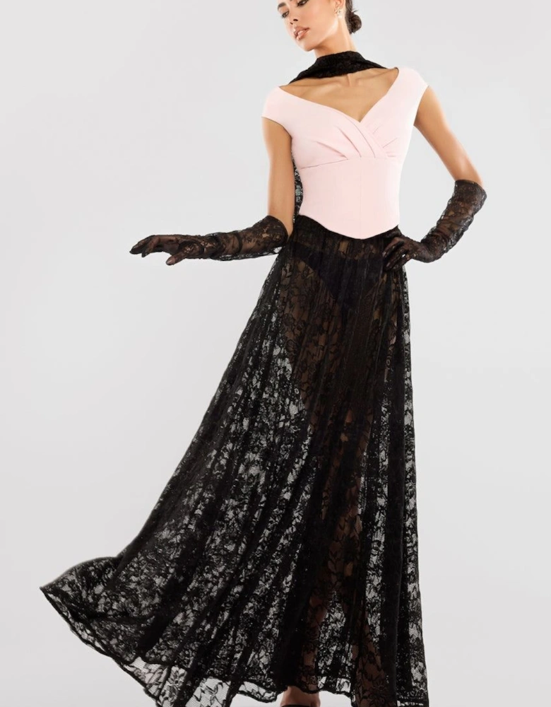 Front Pleated Wrap Off The Shoulder Corset