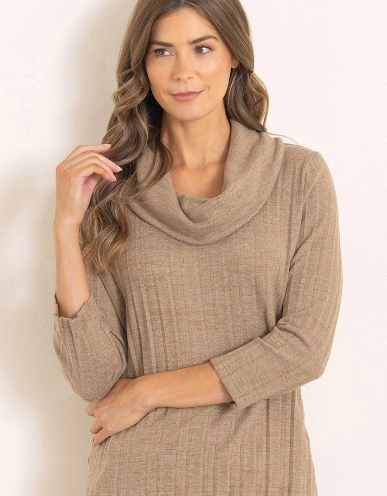 Cowl Neck Pleated Knit Top