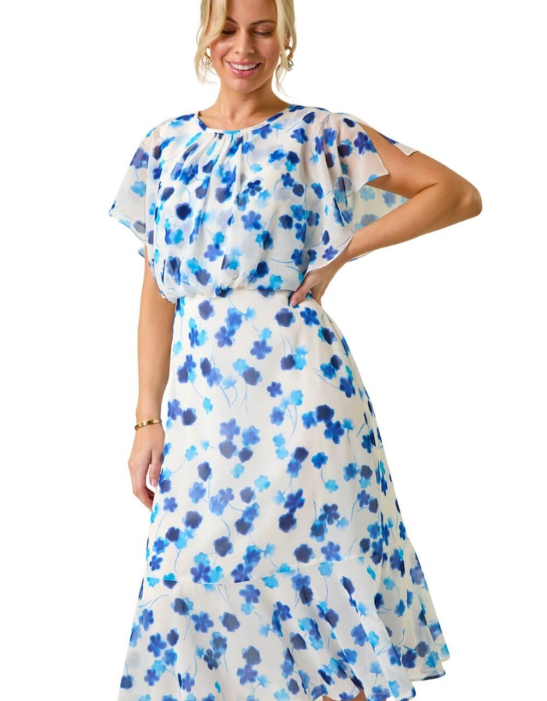 Petite Floral Print Blouson Dress