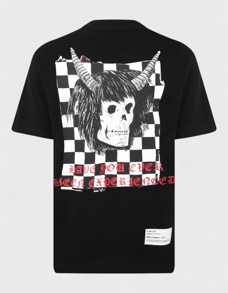 Wes Lang Checker Skull T Shirt Black