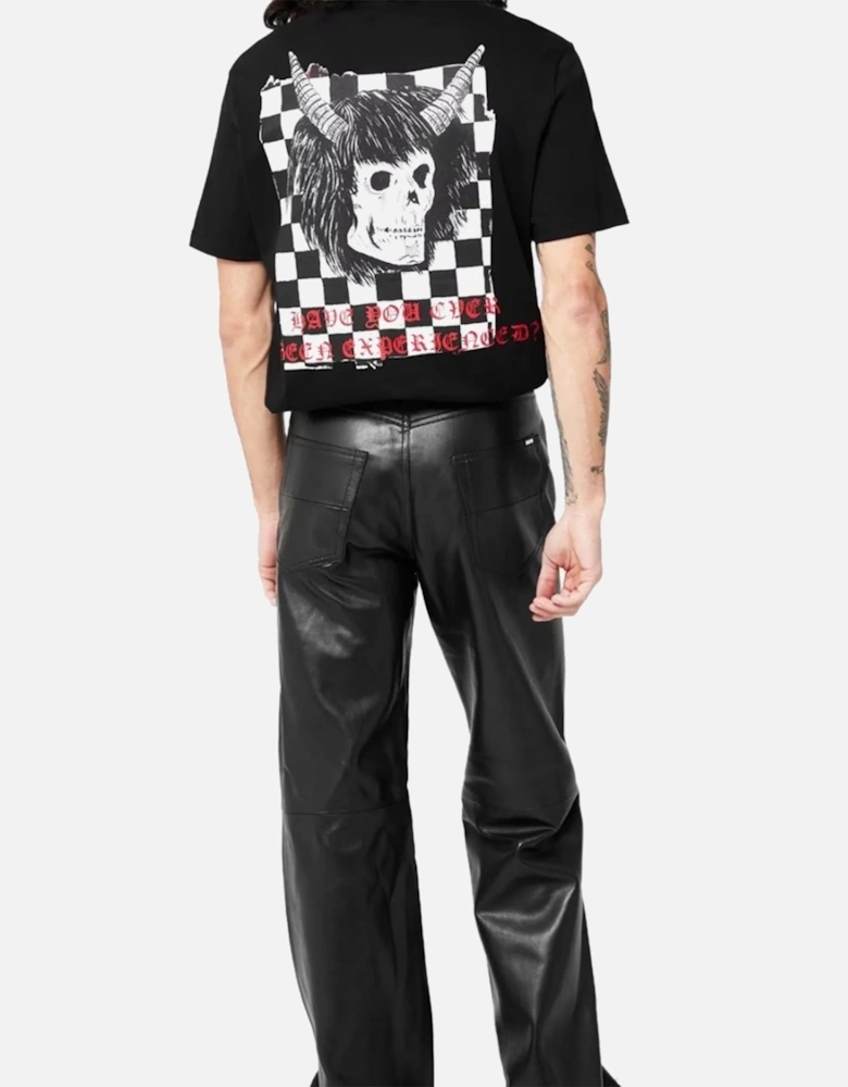 Wes Lang Checker Skull T Shirt Black