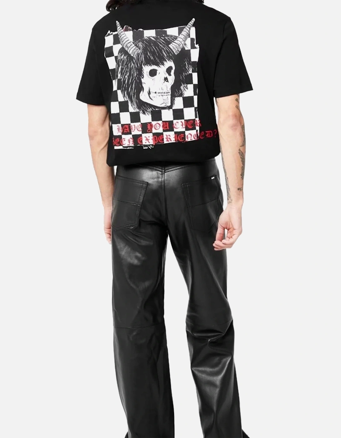 Wes Lang Checker Skull T Shirt Black