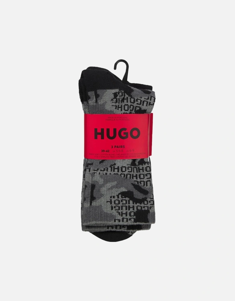 HUGO 3-Pack Rib Camo Socks, Multi-Coloured