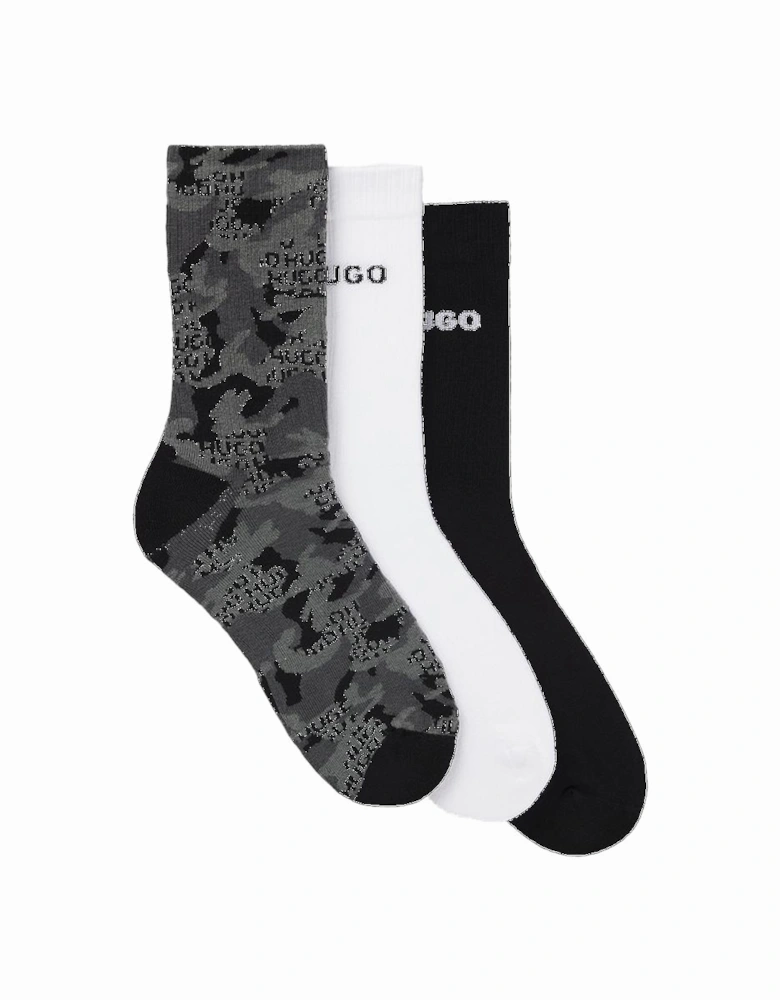 HUGO 3-Pack Rib Camo Socks, Multi-Coloured