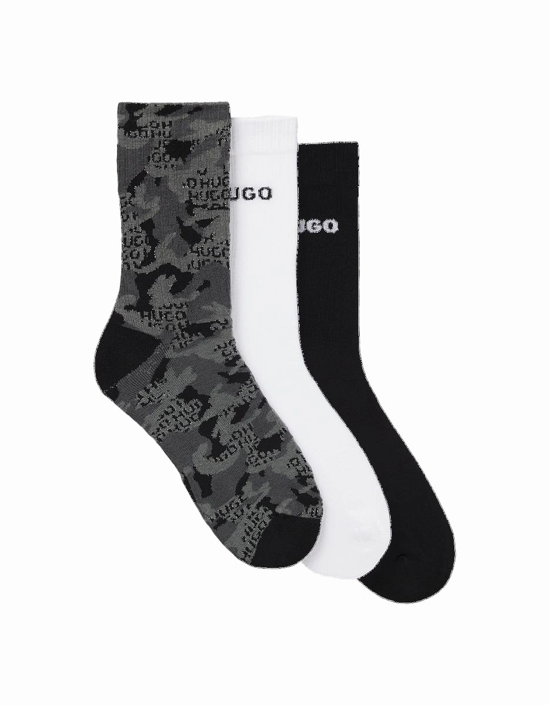 HUGO 3-Pack Rib Camo Socks, Multi-Coloured, 3 of 2