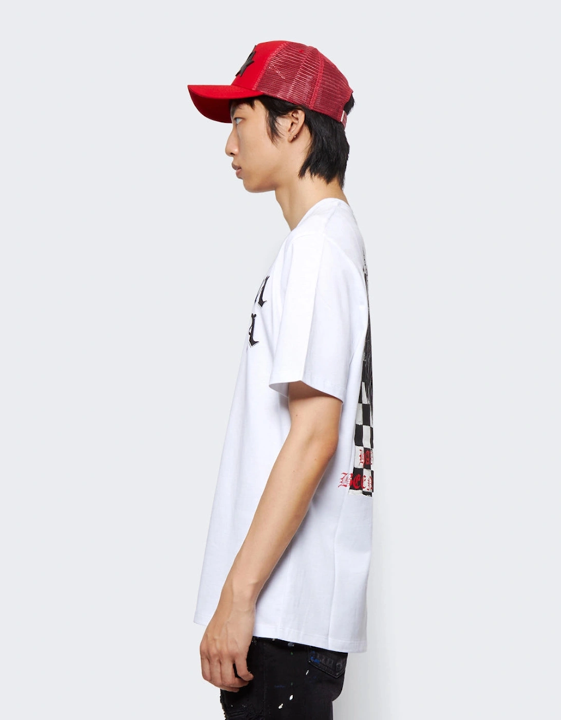 Wes Lang Checker Skull T Shirt White