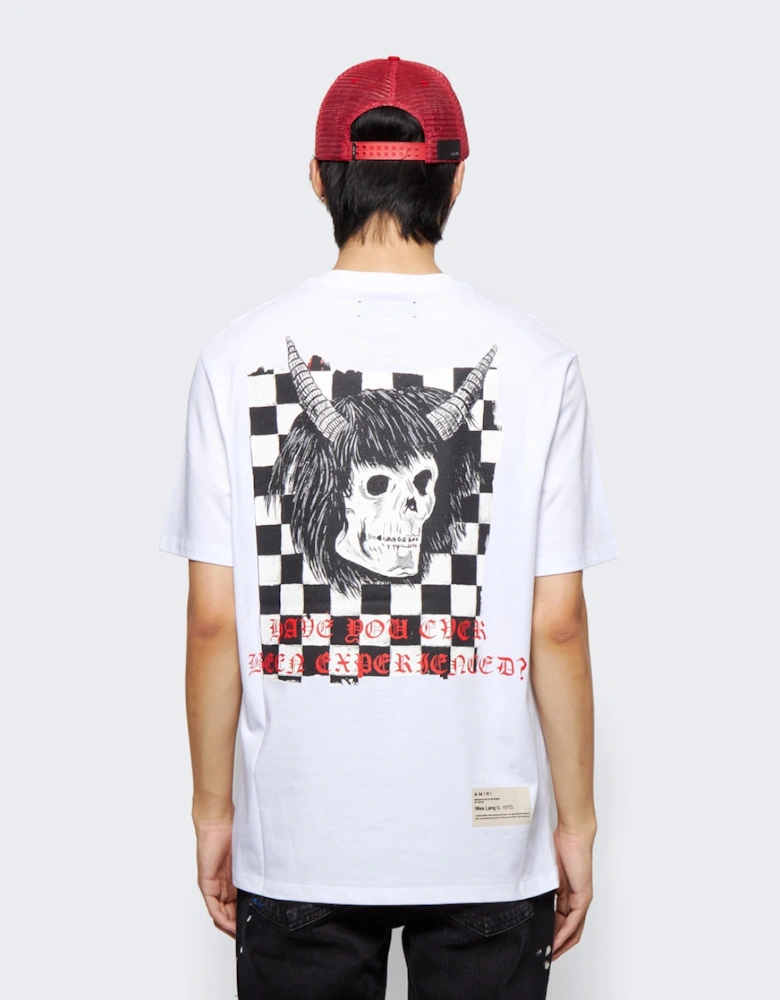 Wes Lang Checker Skull T Shirt White