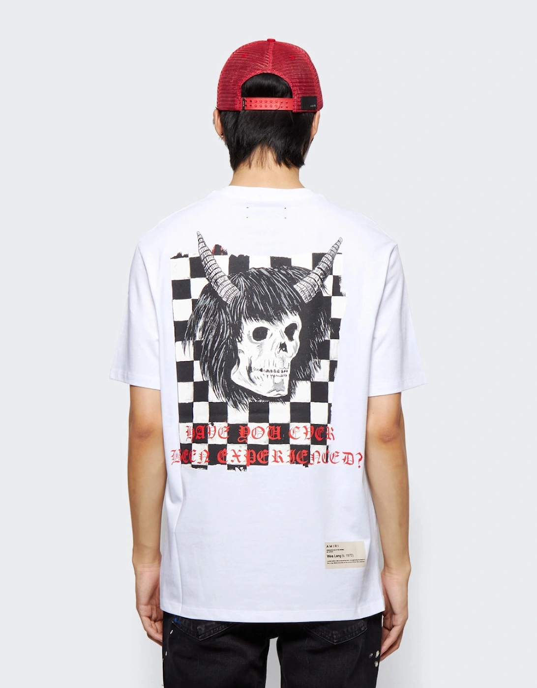 Wes Lang Checker Skull T Shirt White