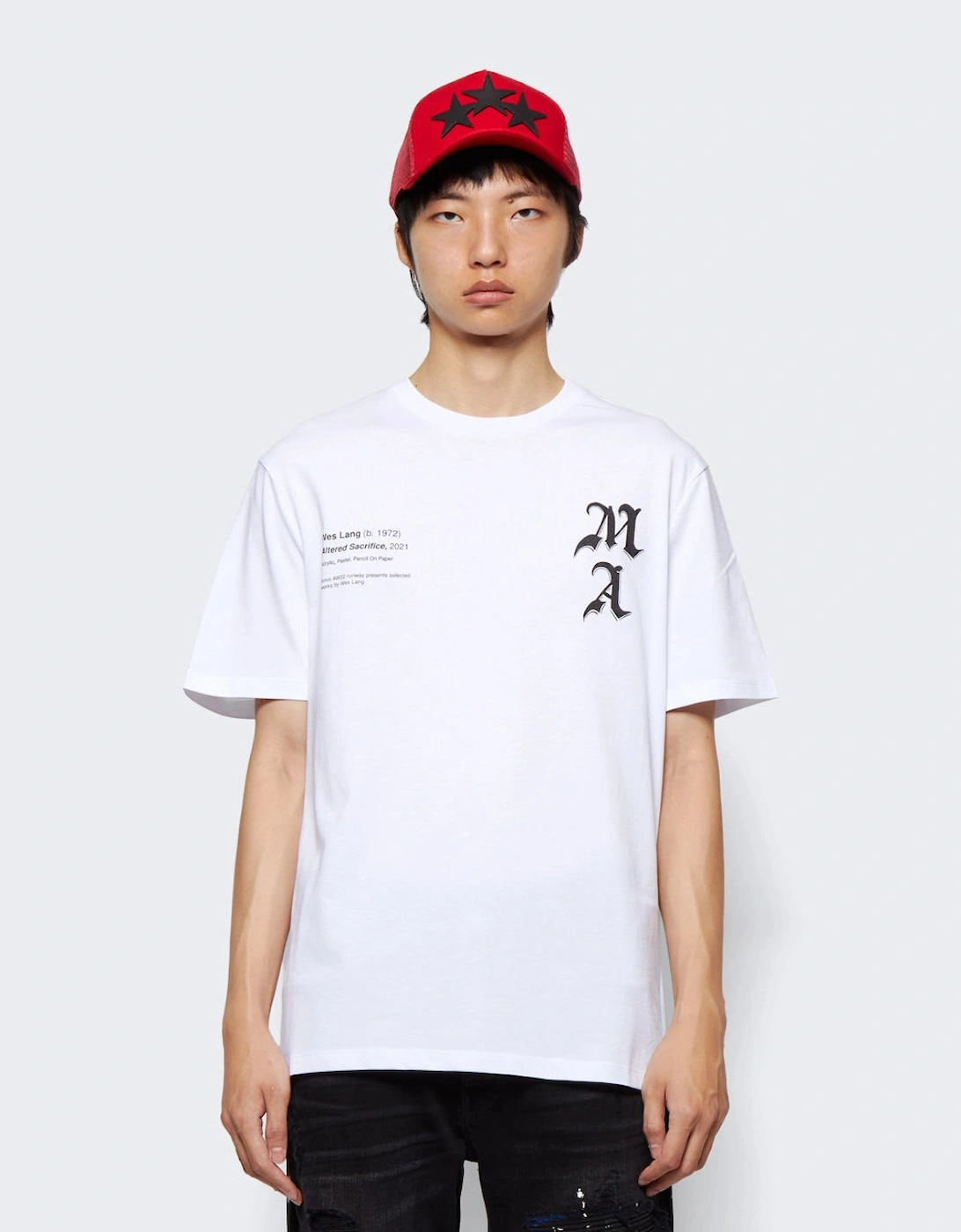 Wes Lang Checker Skull T Shirt White