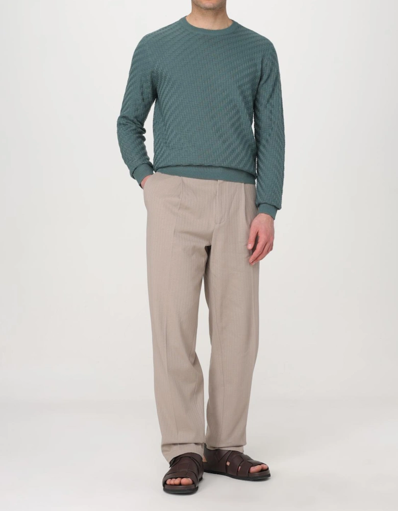 Textured Knit Crew Neck Sweater