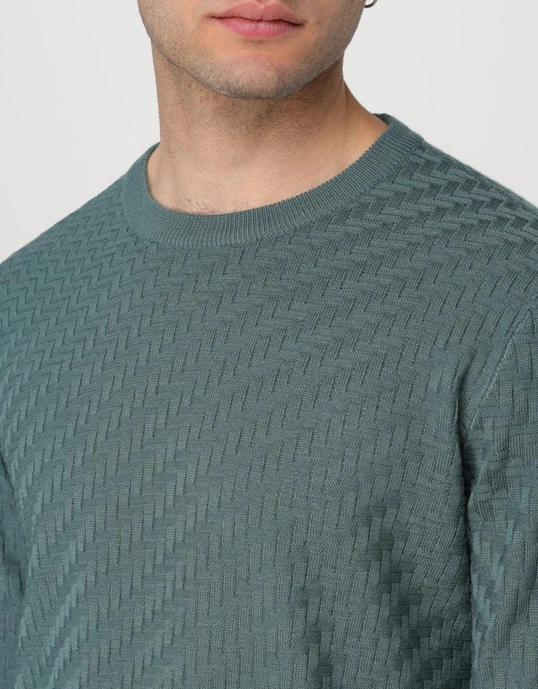 Textured Knit Crew Neck Sweater
