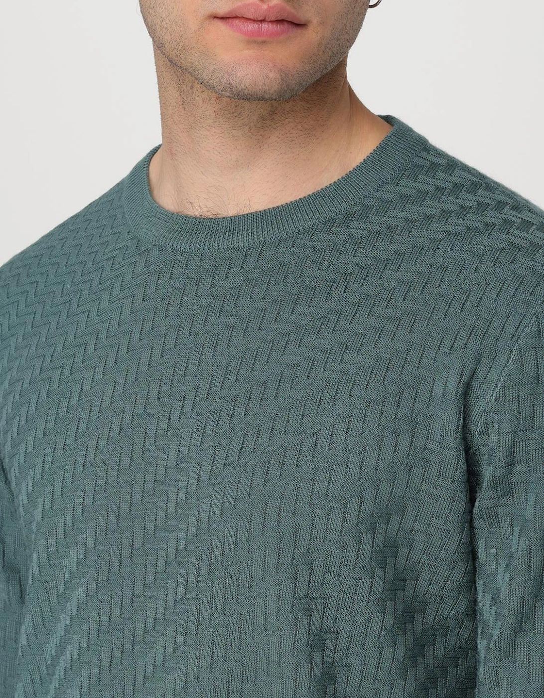 Textured Knit Crew Neck Sweater