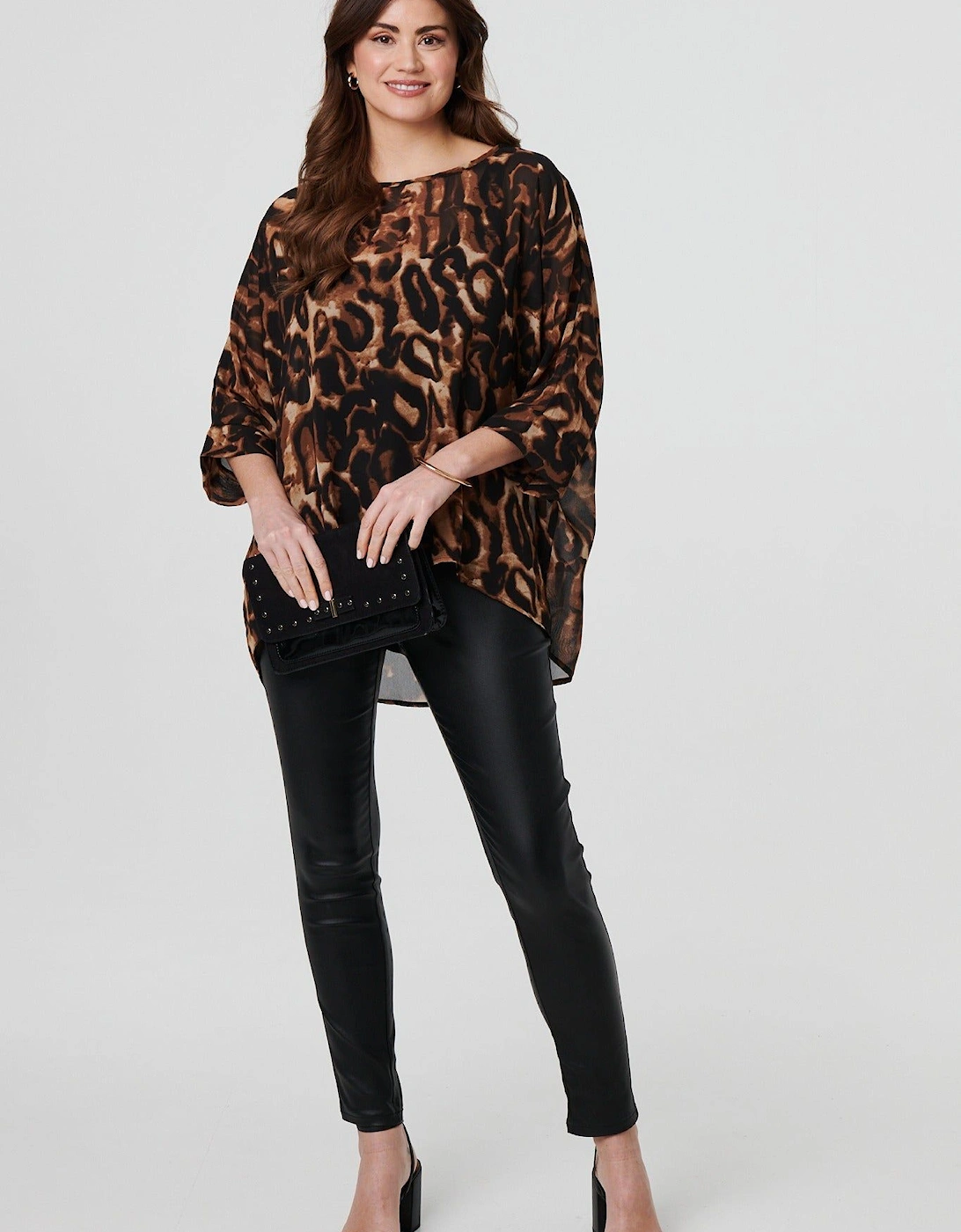 Animal Print 3/4 Sleeve Blouse Top, 2 of 1