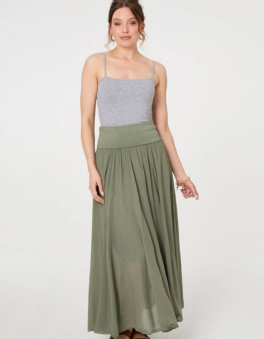 2-in-1 Stretchy A-Line Maxi Skirt Dress, 2 of 1
