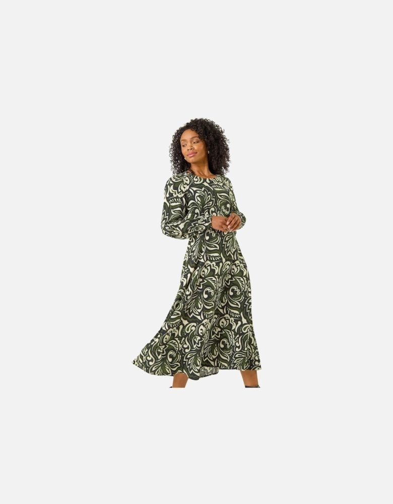 Petite Printed Shirred Midi Dress