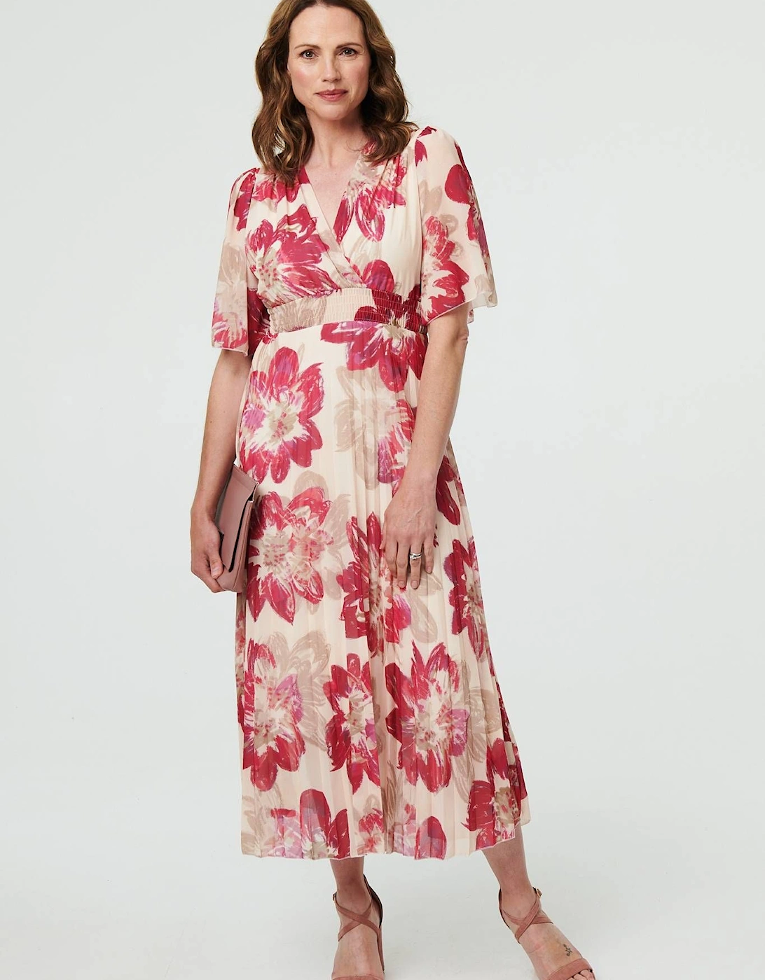 Floral 1/2 Sleeve Empire Midi Dress, 2 of 1