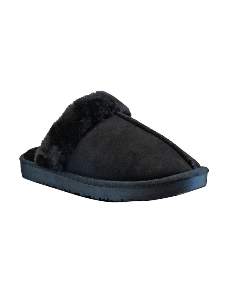 Faux Suede Fur Lined Fluffy Winter Warm and Cosy Closed Toe Slippers