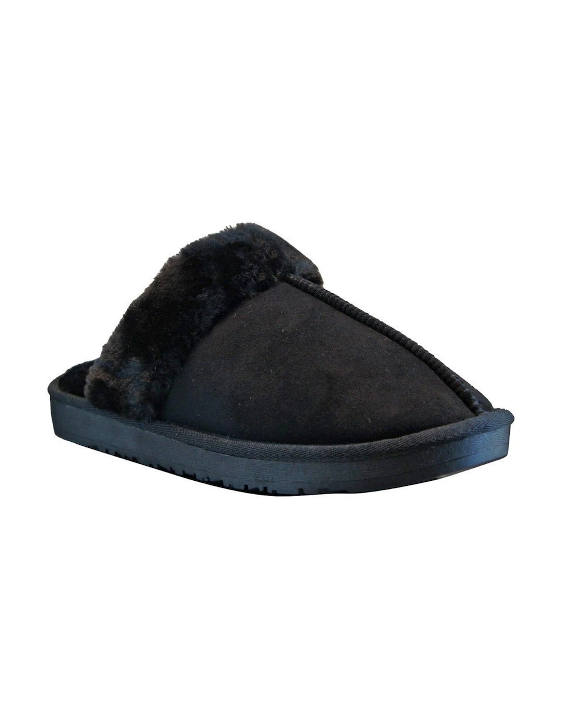 Faux Suede Fur Lined Fluffy Winter Warm and Cosy Closed Toe Slippers, 2 of 1