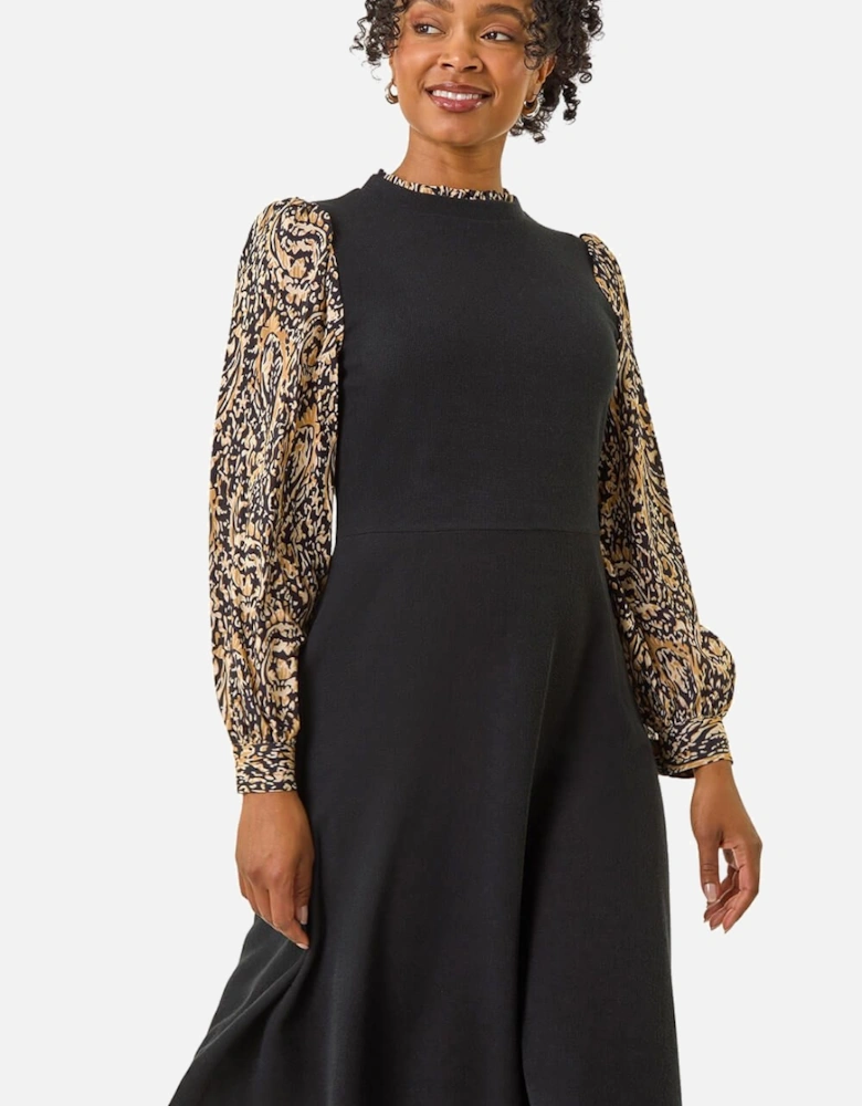 Petite Contrast Frill Stretch Dress