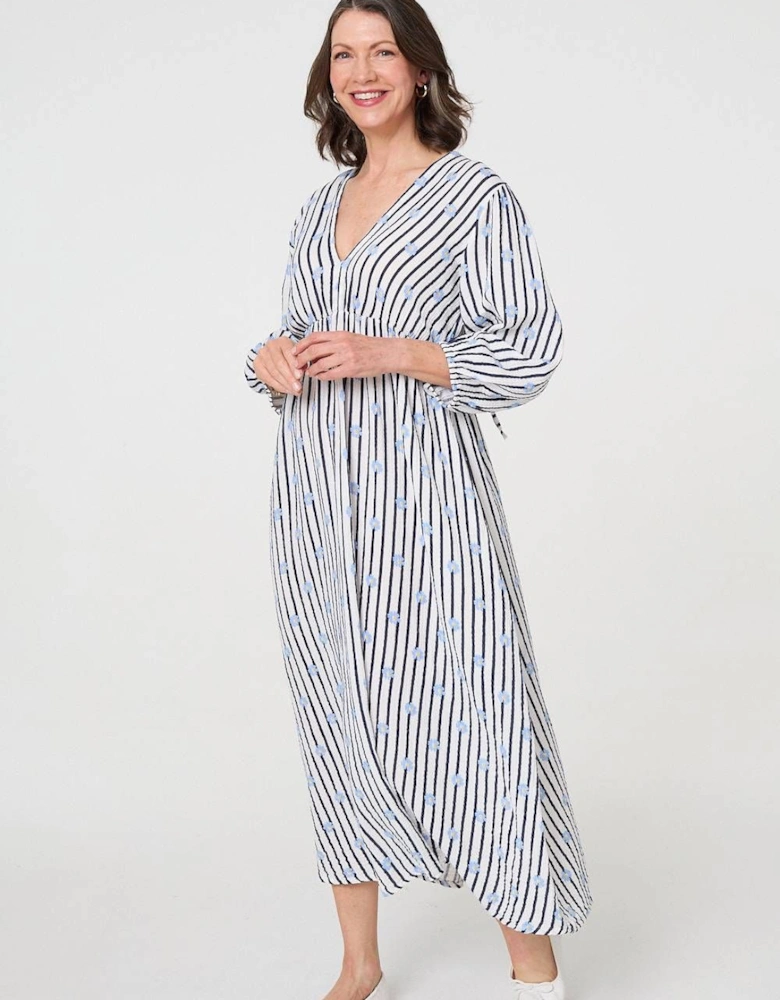 Striped Long Sleeve Empire Maxi Dress