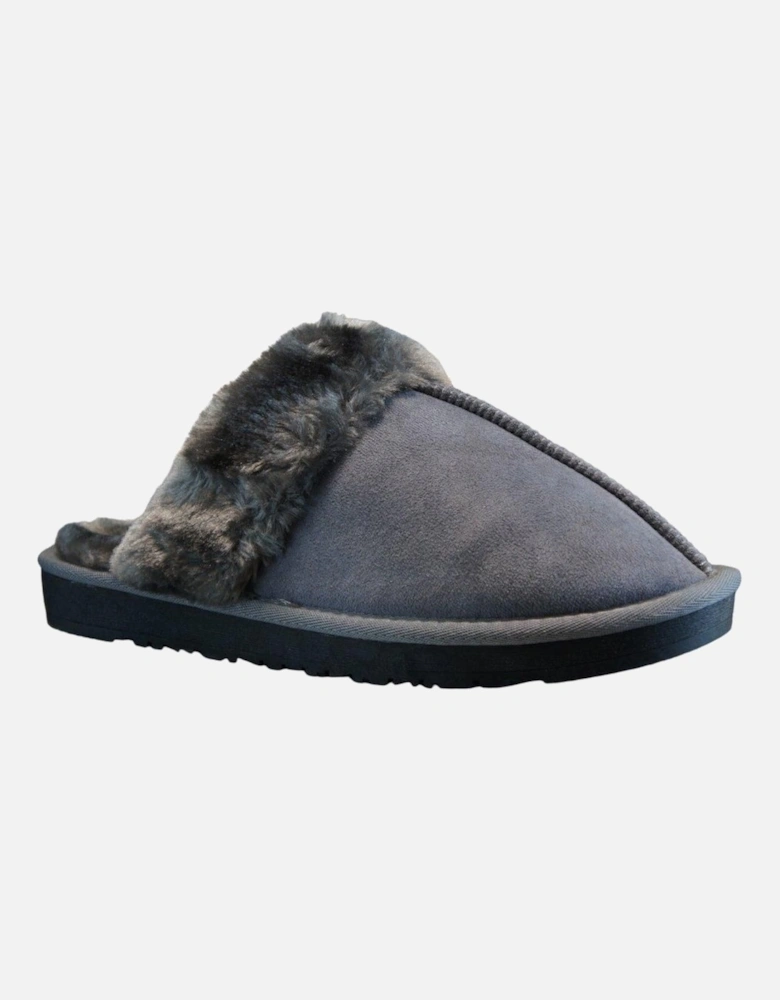 Faux Suede Fur Lined Fluffy Winter Warm and Cosy Closed Toe Slippers