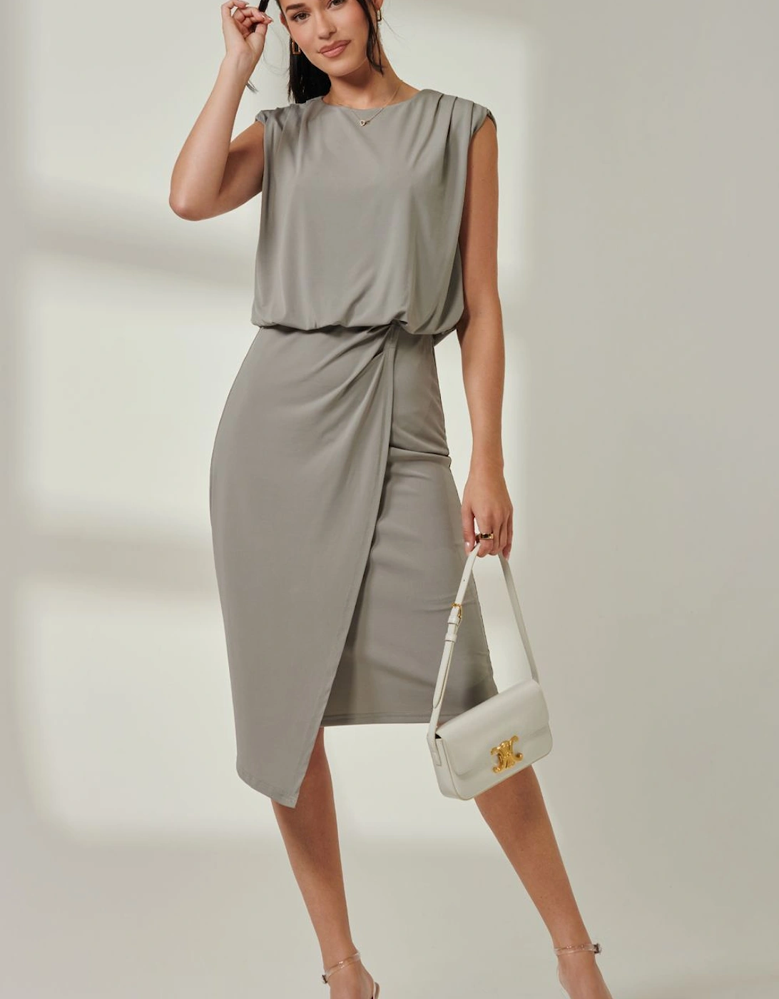 Tiered Draped Pencil Dress, 2 of 1