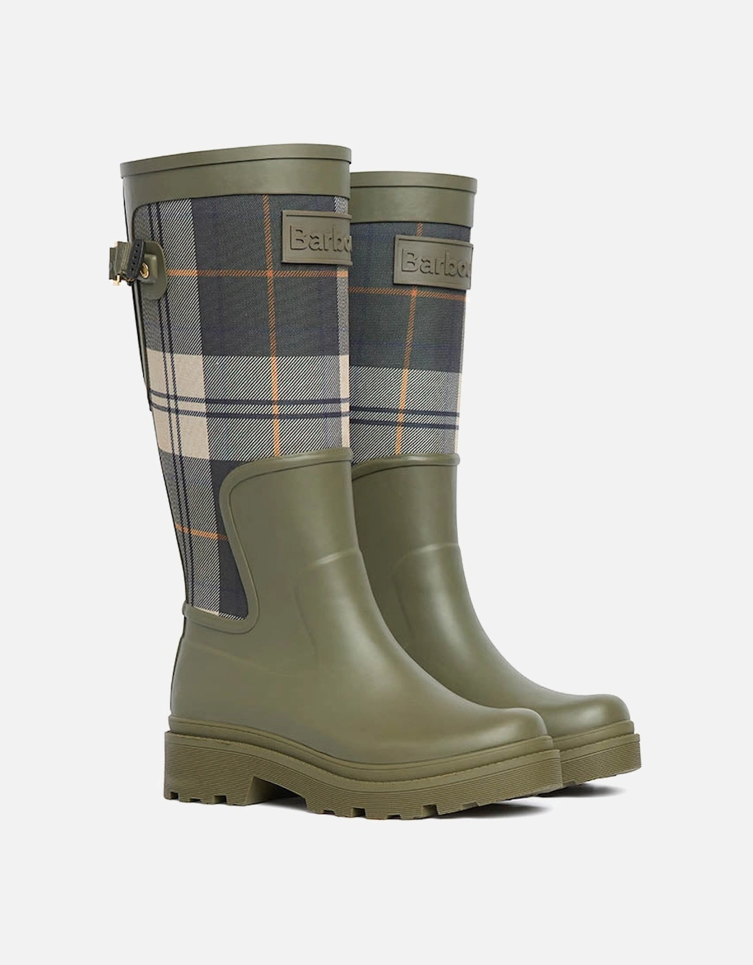 Dena Womens Tall Wellies - Olive/Ancient Tartan, 3 of 2