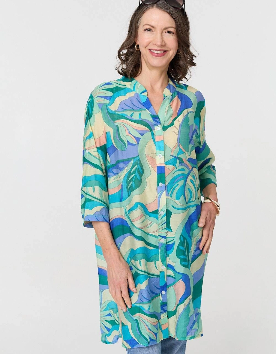 Abstract Longline Relaxed Tunic Shirt, 2 of 1