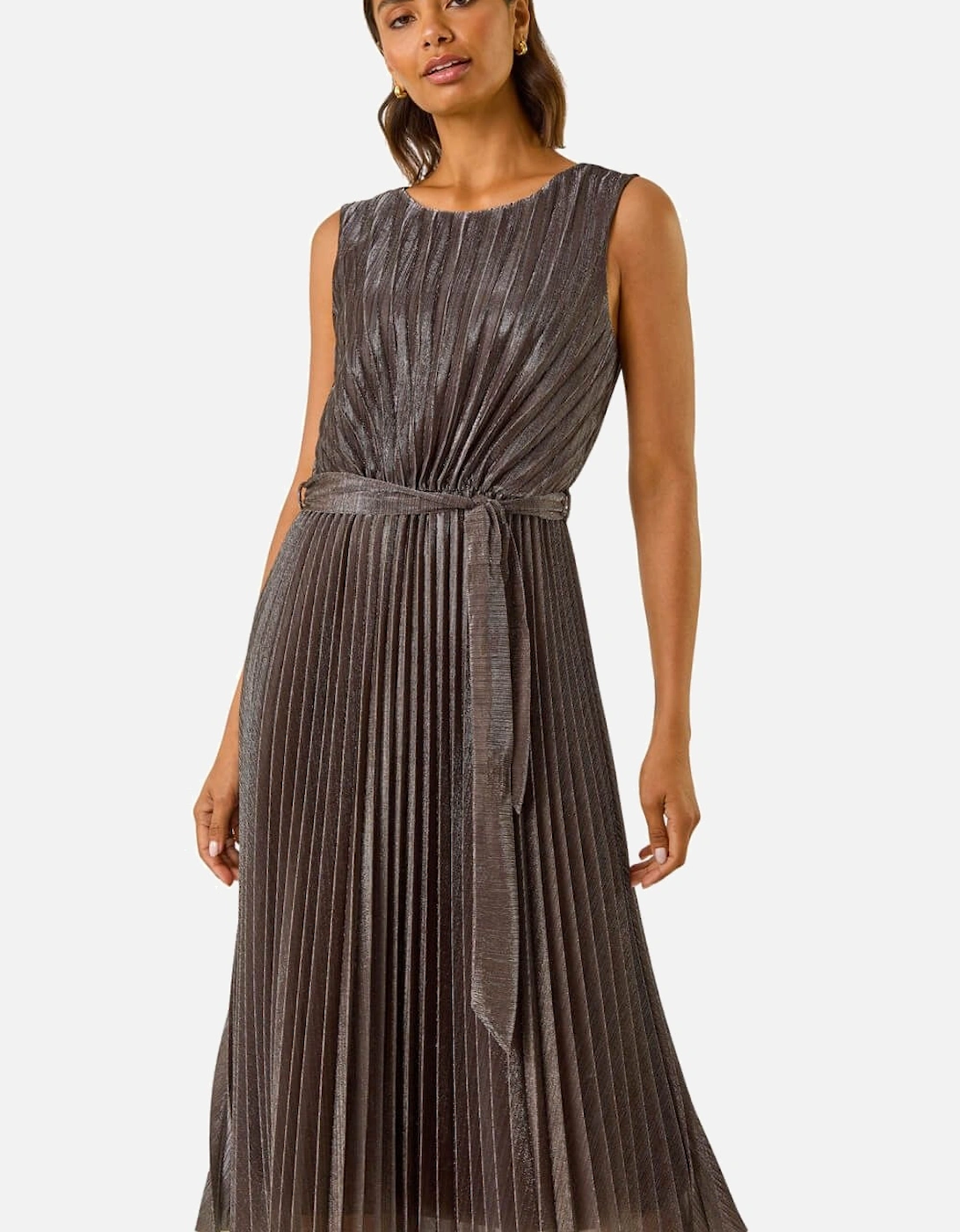 Metallic Pleated Midi Dress, 2 of 1
