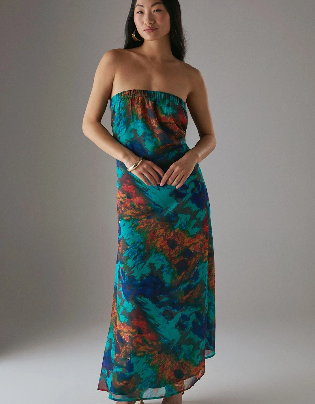 Petite Chiffon Elasticated Back Bandeau Maxi Dress, 2 of 1