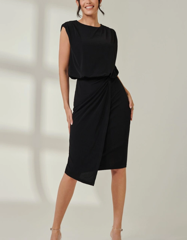 Tiered Draped Pencil Dress