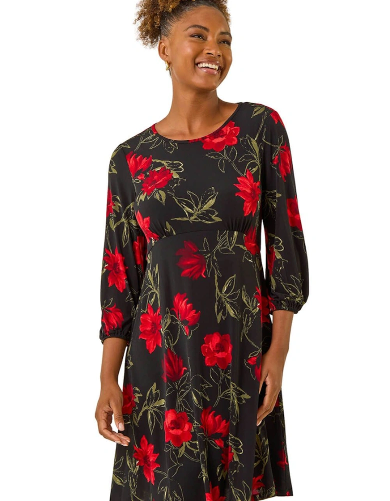 Floral Print Stretch Dress