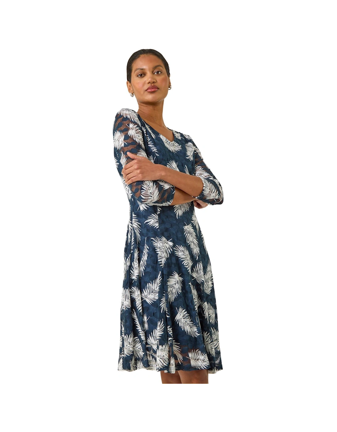 Leaf Print Lace Stretch Dress, 2 of 1