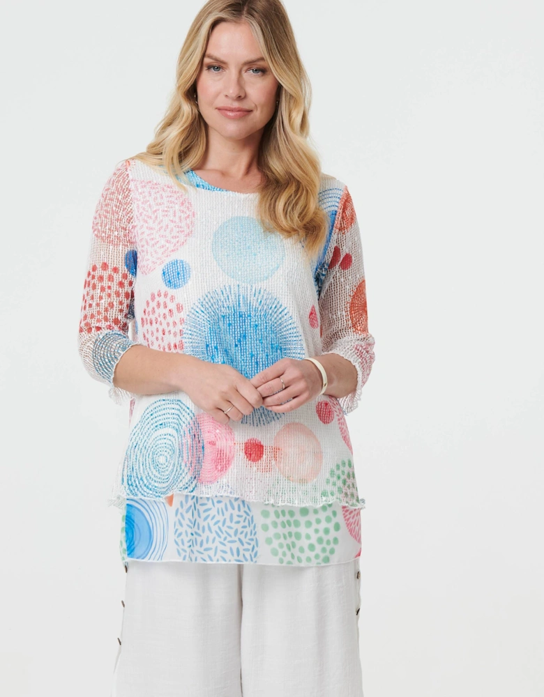 Printed Semi Sheer Layered Relaxed Tunic
