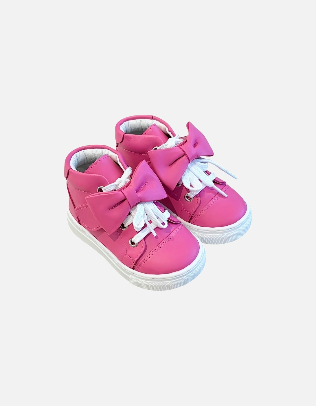 Fuchsia Leather Tatiana Bow Hi-Top Trainers (New Sole), 3 of 2