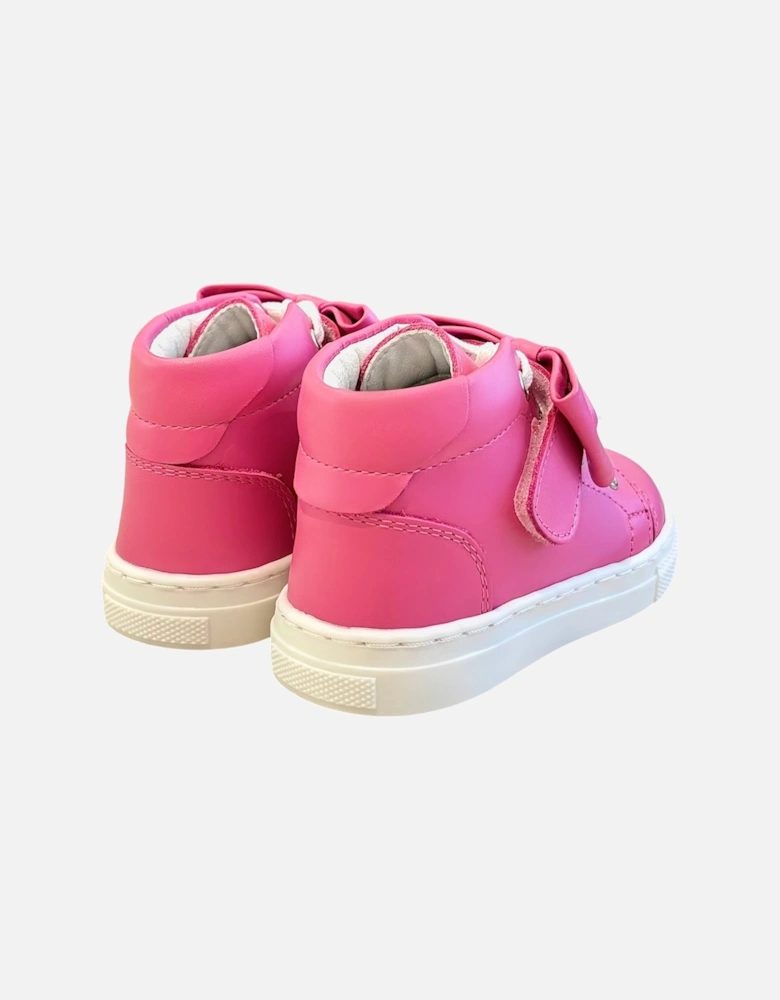 Fuchsia Leather Tatiana Bow Hi-Top Trainers (New Sole)