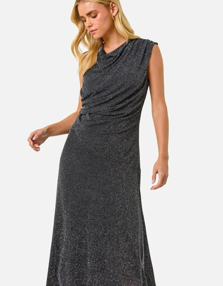 Petite Sparkle Stretch Drape Dress