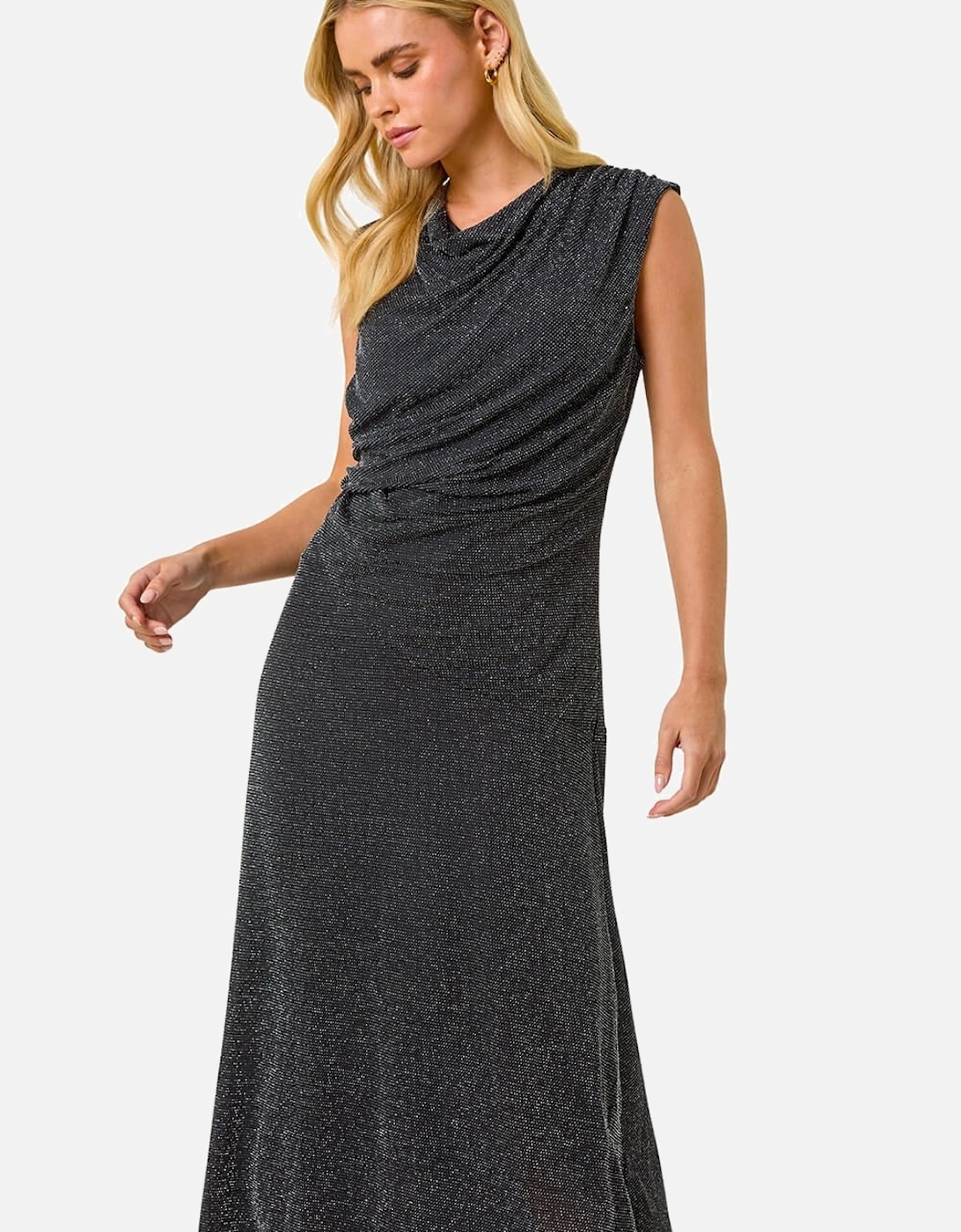 Petite Sparkle Stretch Drape Dress, 2 of 1
