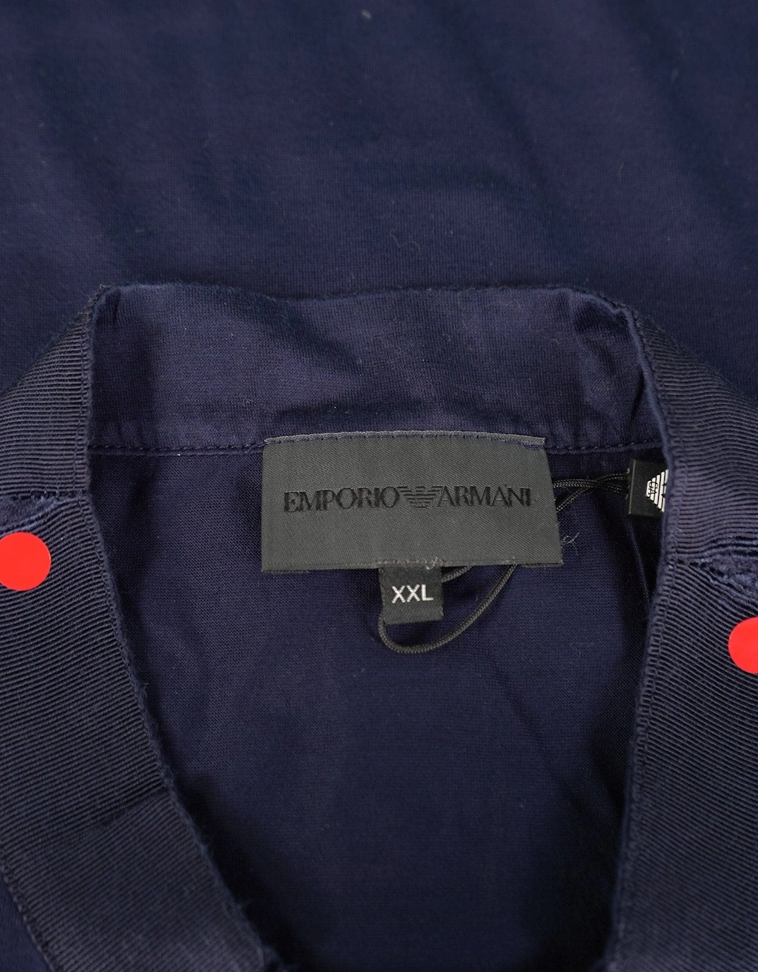Eagle Logo Mercerised Button Up T-Shirt Navy (Defect)