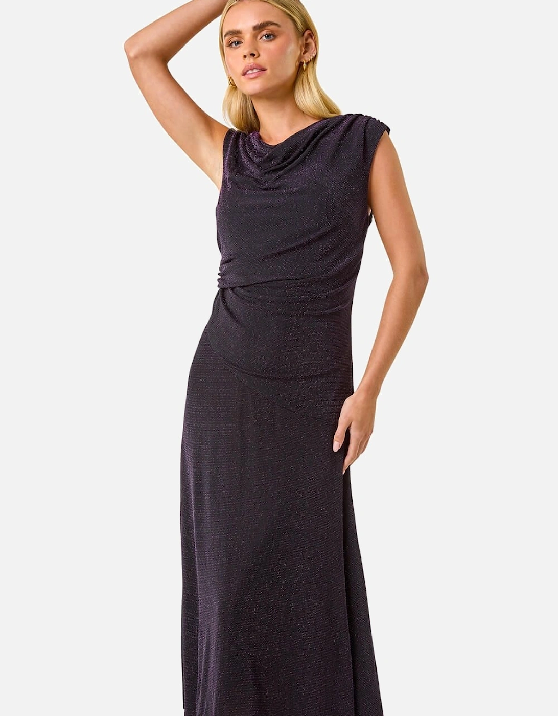 Petite Sparkle Stretch Drape Dress, 2 of 1