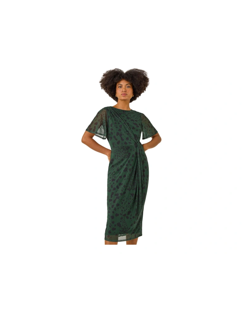 Animal Print Twist Front Stretch Dress