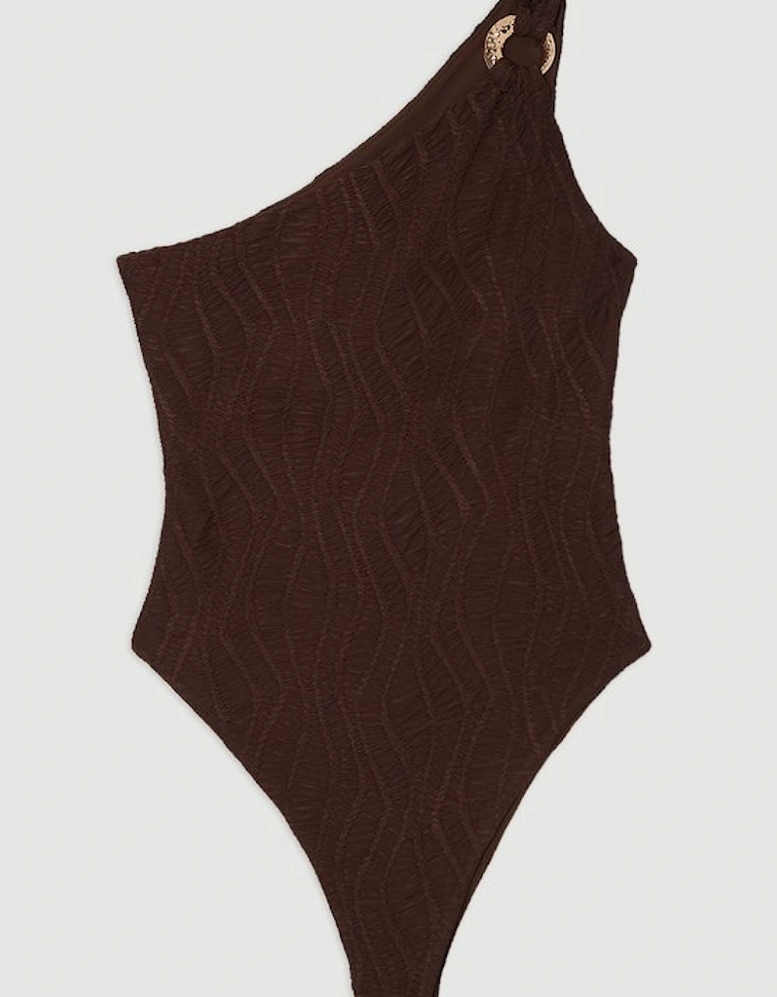 Textured One Shoulder Cut Out Swimsuit