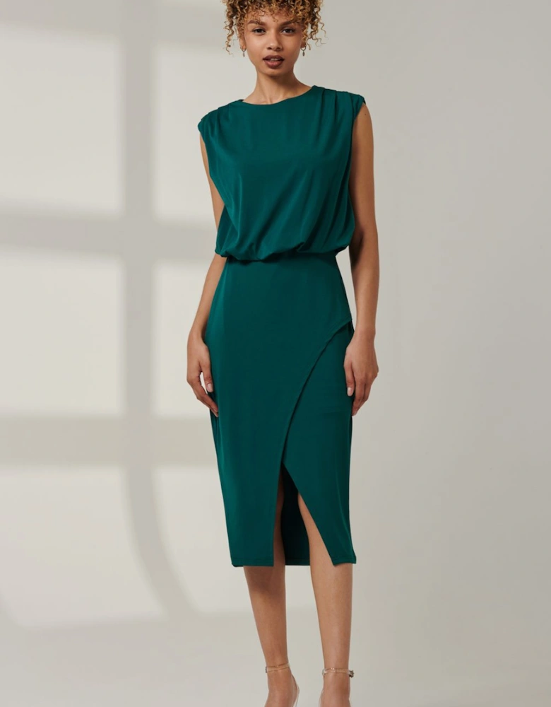 Kira Tiered Draped Bodycon Dress