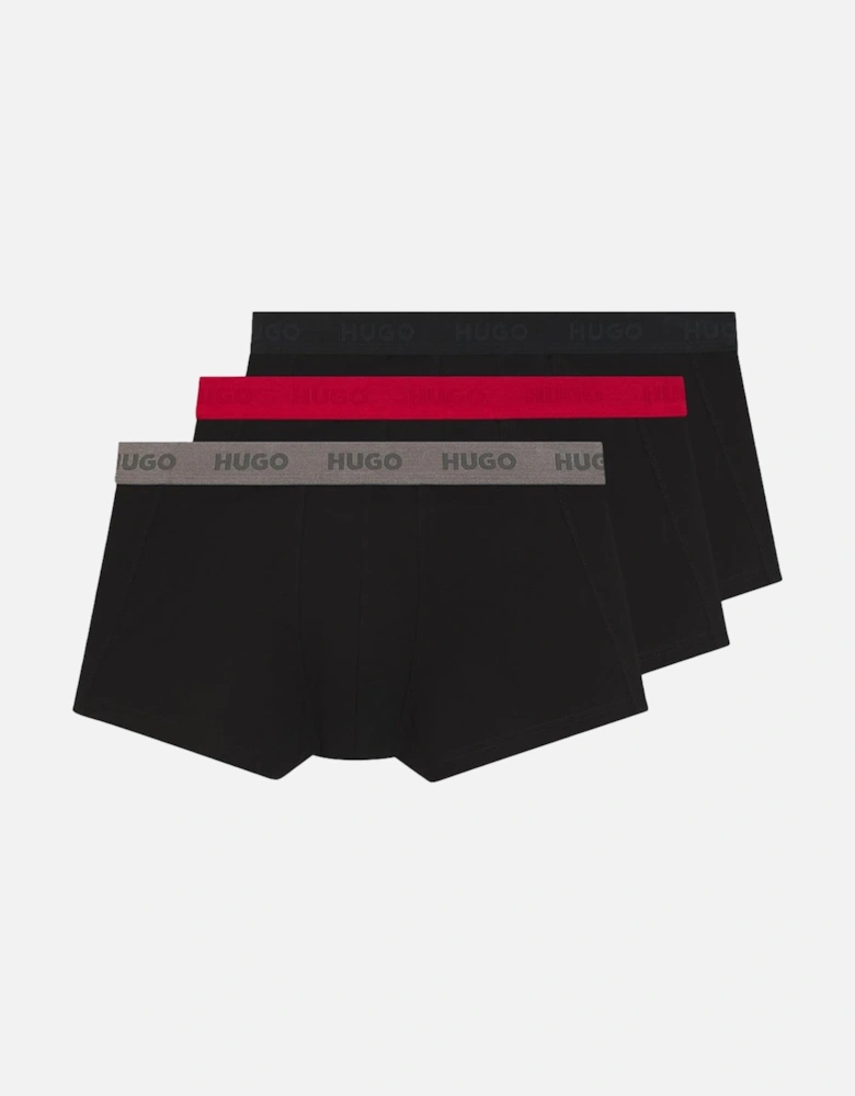 HUGO 3-Pack Signature Boxer Trunks, Black
