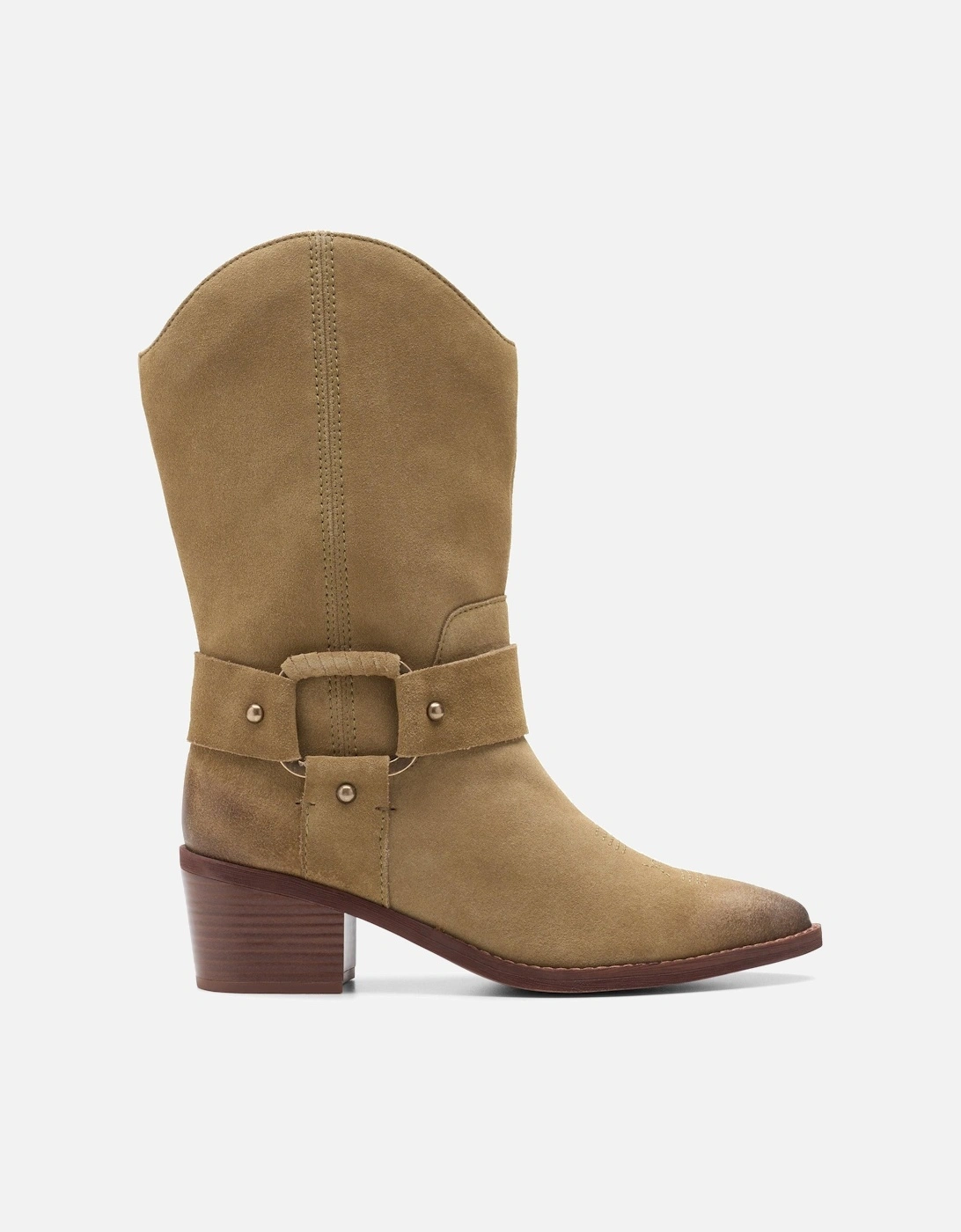 Morzine Rise Dark Sand Suede Mid Calf Boots,Cowboy Boots, 2 of 1