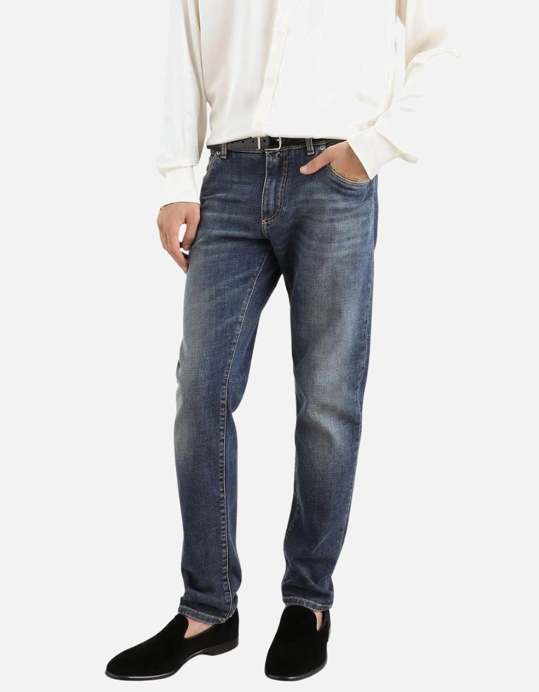 Plaque Skinny Stretch Jeans Denim Blue