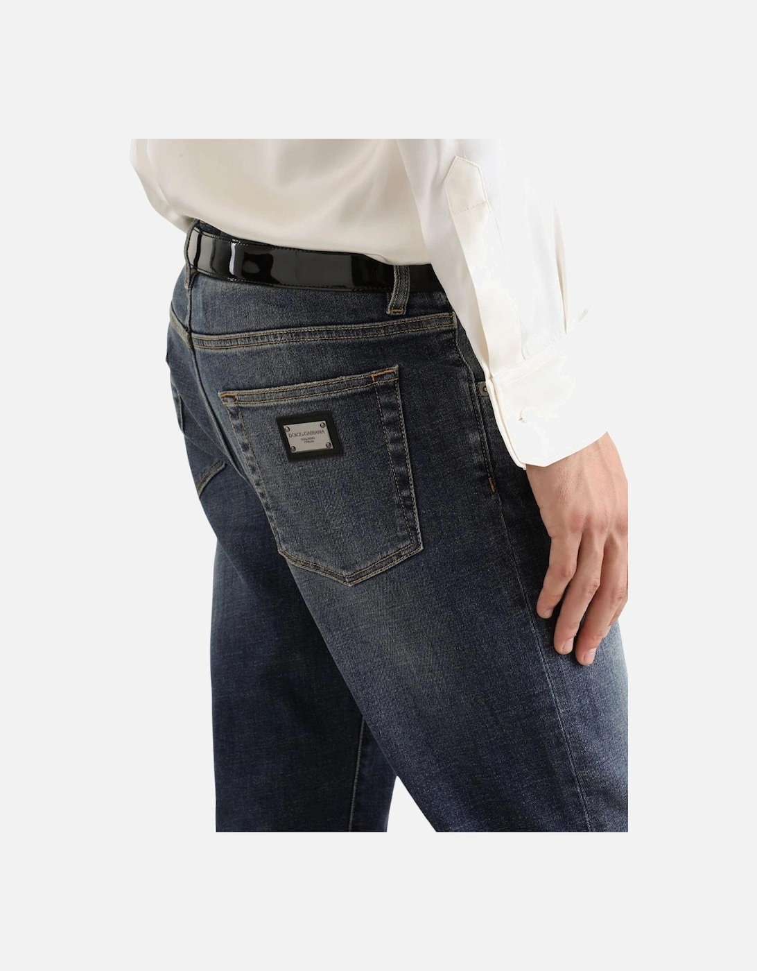 Plaque Skinny Stretch Jeans Denim Blue